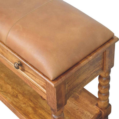The Spindle Leather Storage Bench