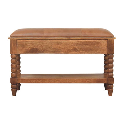 The Spindle Leather Storage Bench
