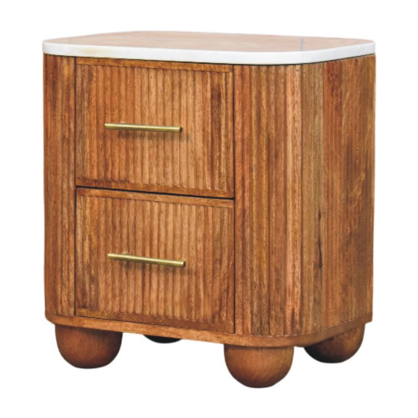 The Marble Top Fluted Bedside