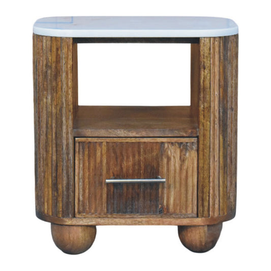 The Marble Top Fluted Bedside