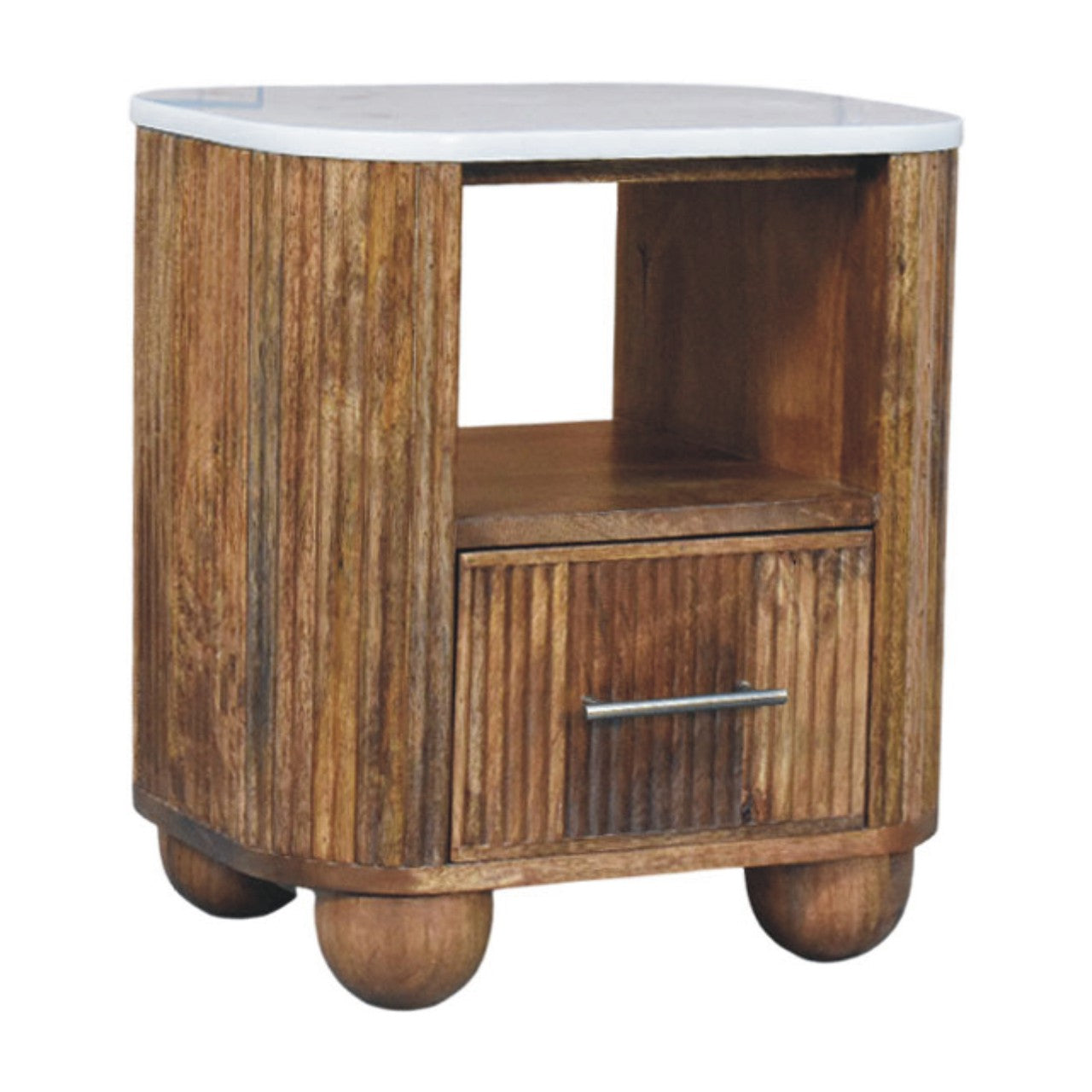 The Marble Top Fluted Bedside