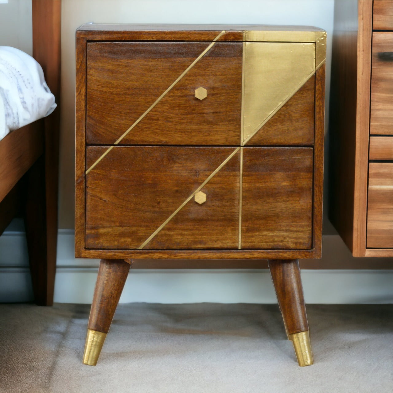 Gold Geometric Chestnut Cabinet