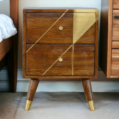 Gold Geometric Chestnut Cabinet