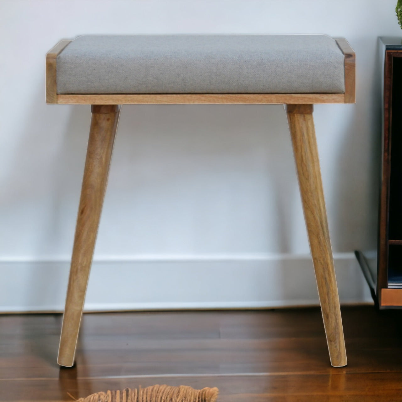 Grey Tweed Footstool