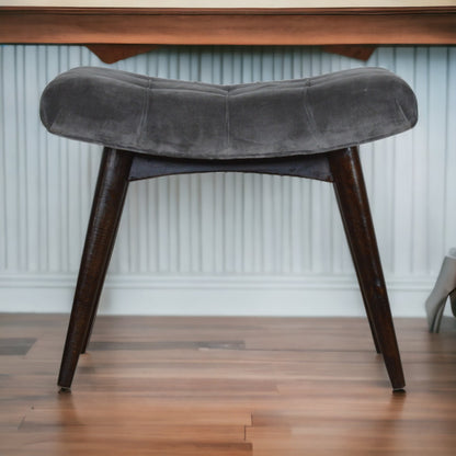 Cotton Velvet Curved Bench