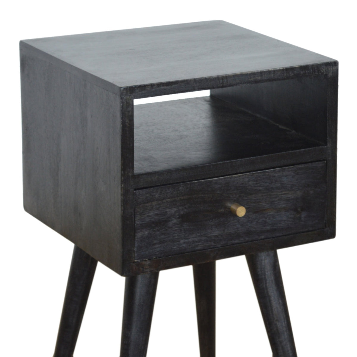 Ash Black Mini Bedside Table, side profile