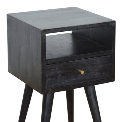 Ash Black Mini Bedside Table, side profile