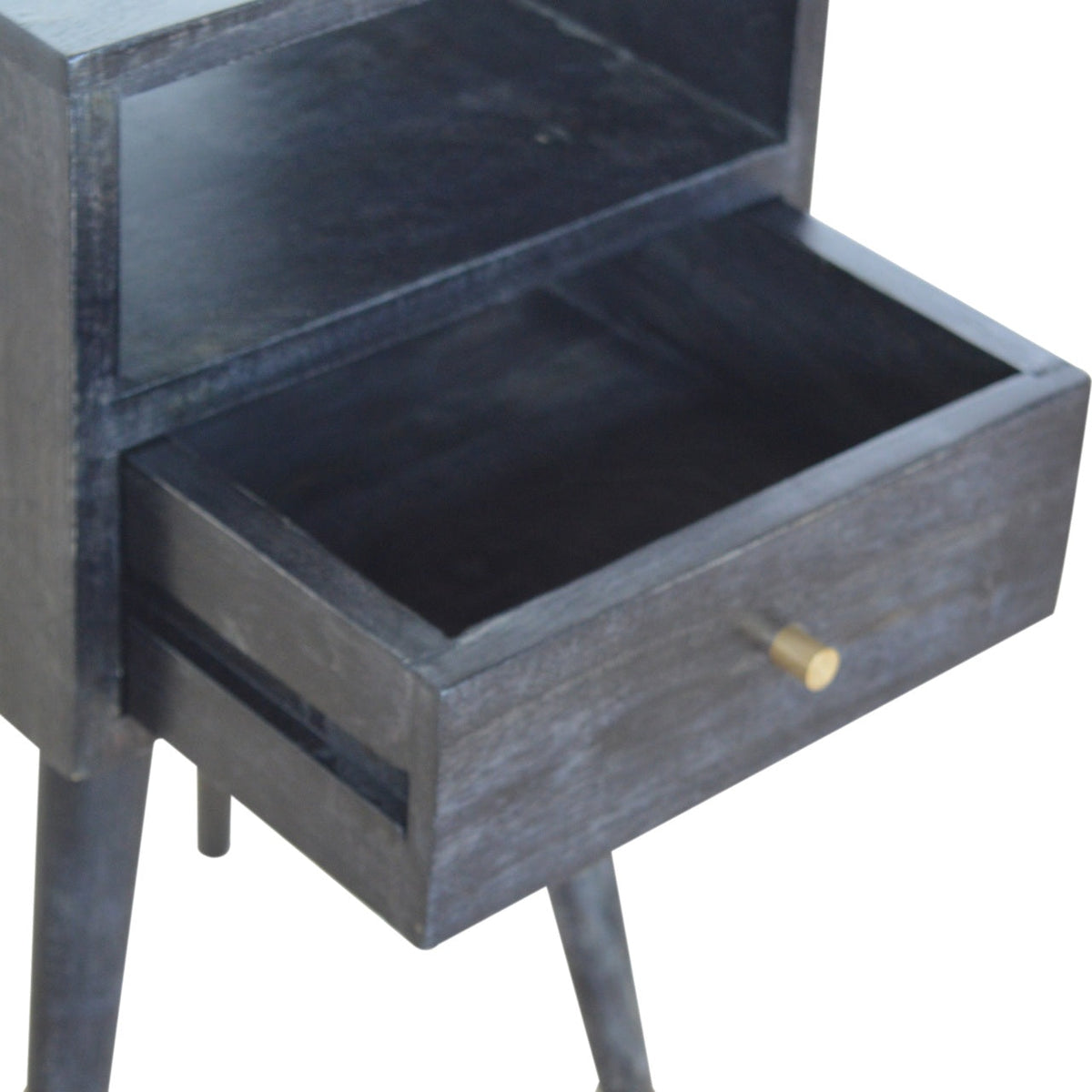Ash Black Mini Bedside Table, top-down view