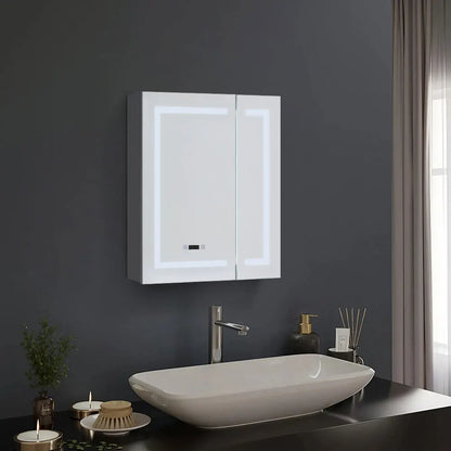 Frameless LED Mirror Cabinet with Clock