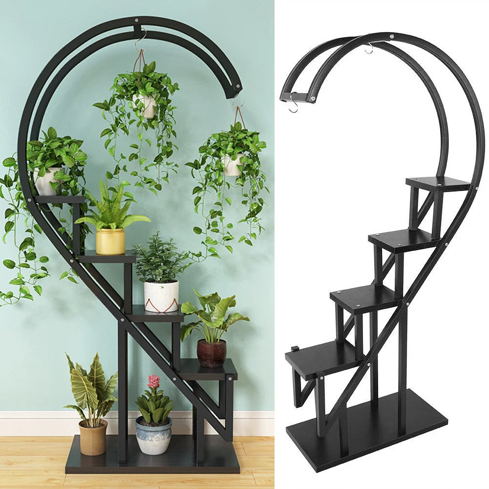 Iron Wood Arc Ladder Plant Stand