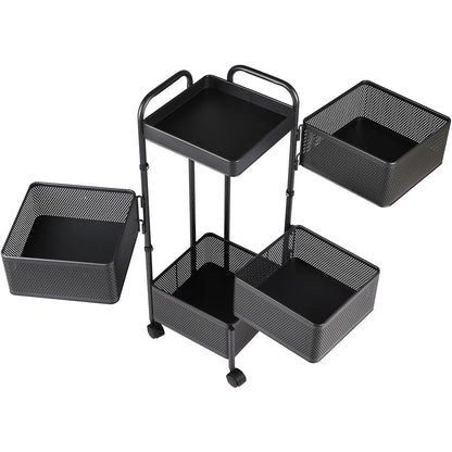 Tiered Carbon Steel Rotating Storage Rack with Wheels