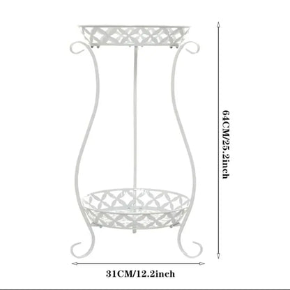 Double Tiered Metal Flower Pot Stand