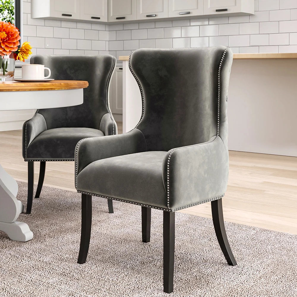 Upholstered Studded Velvet Dining Chair
