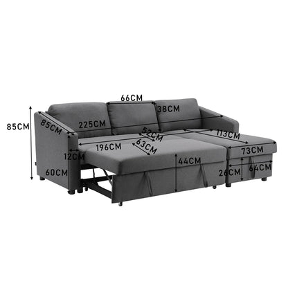 3 Seater Corner Sofa Bed with Storage