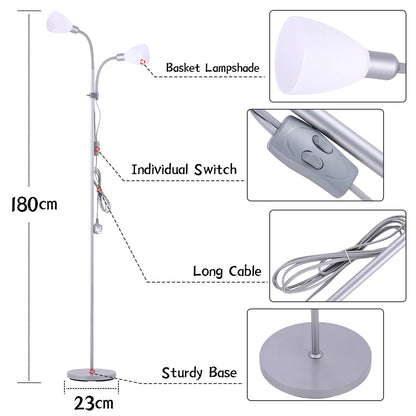 Adjustable Dual Head Standing Floor Lamp