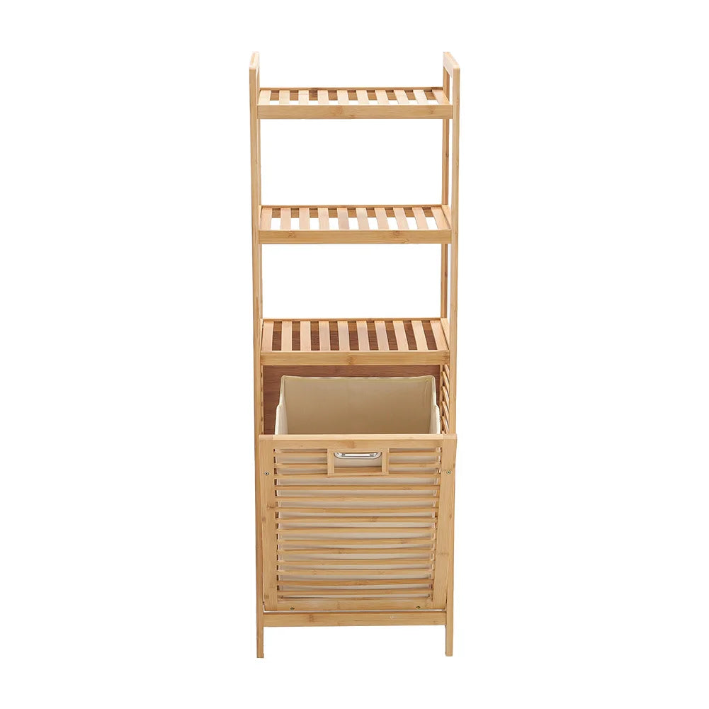Bamboo Laundry Hamper Basket with Liner Bag