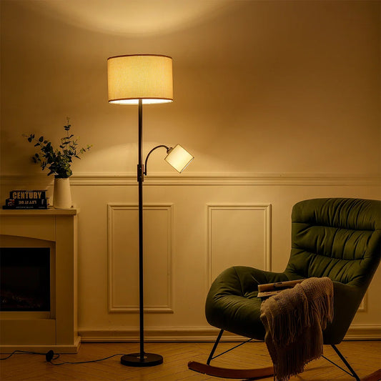 Dual Light Floor Lamp with Adjustable Head