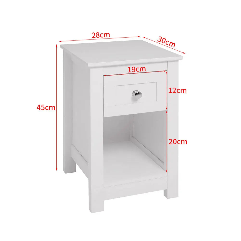 White Side Table with Drawer