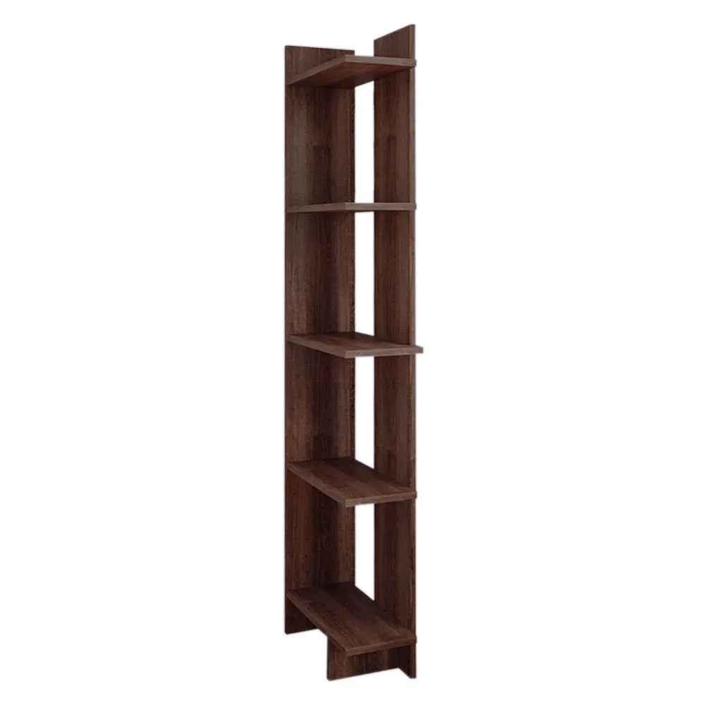Tiered Walnut Corner Storage Bookshelf