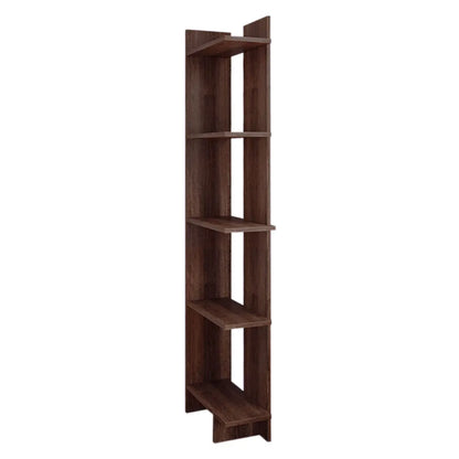 Tiered Walnut Corner Storage Bookshelf