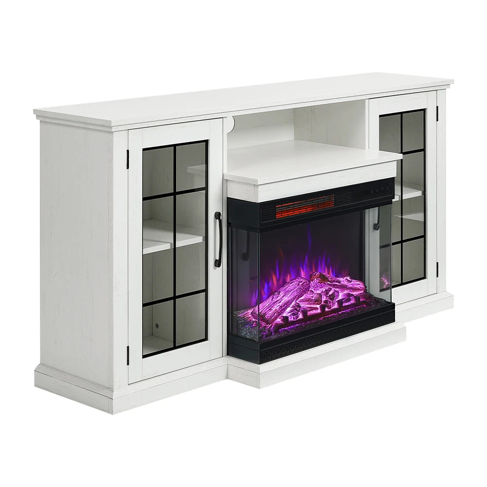 White Entertainment Unit with Electric Fireplace