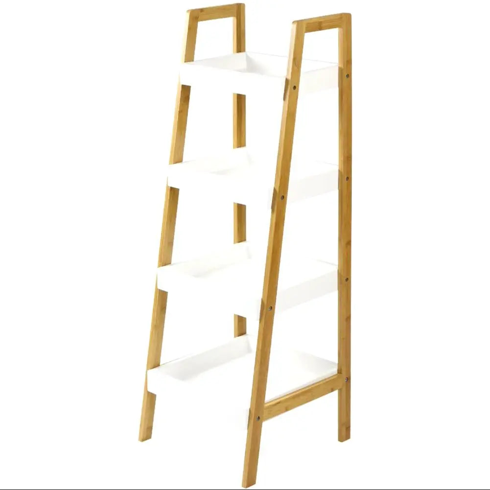 Tiered Bathroom Wooden Ladder Shelf