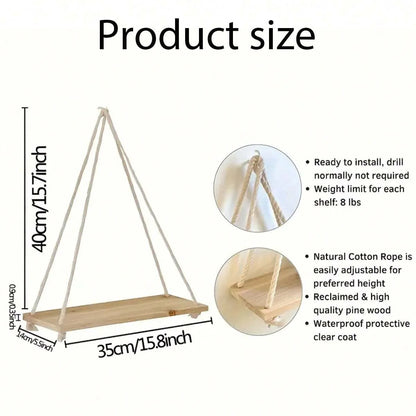 Floating Wooden Swing Shelf