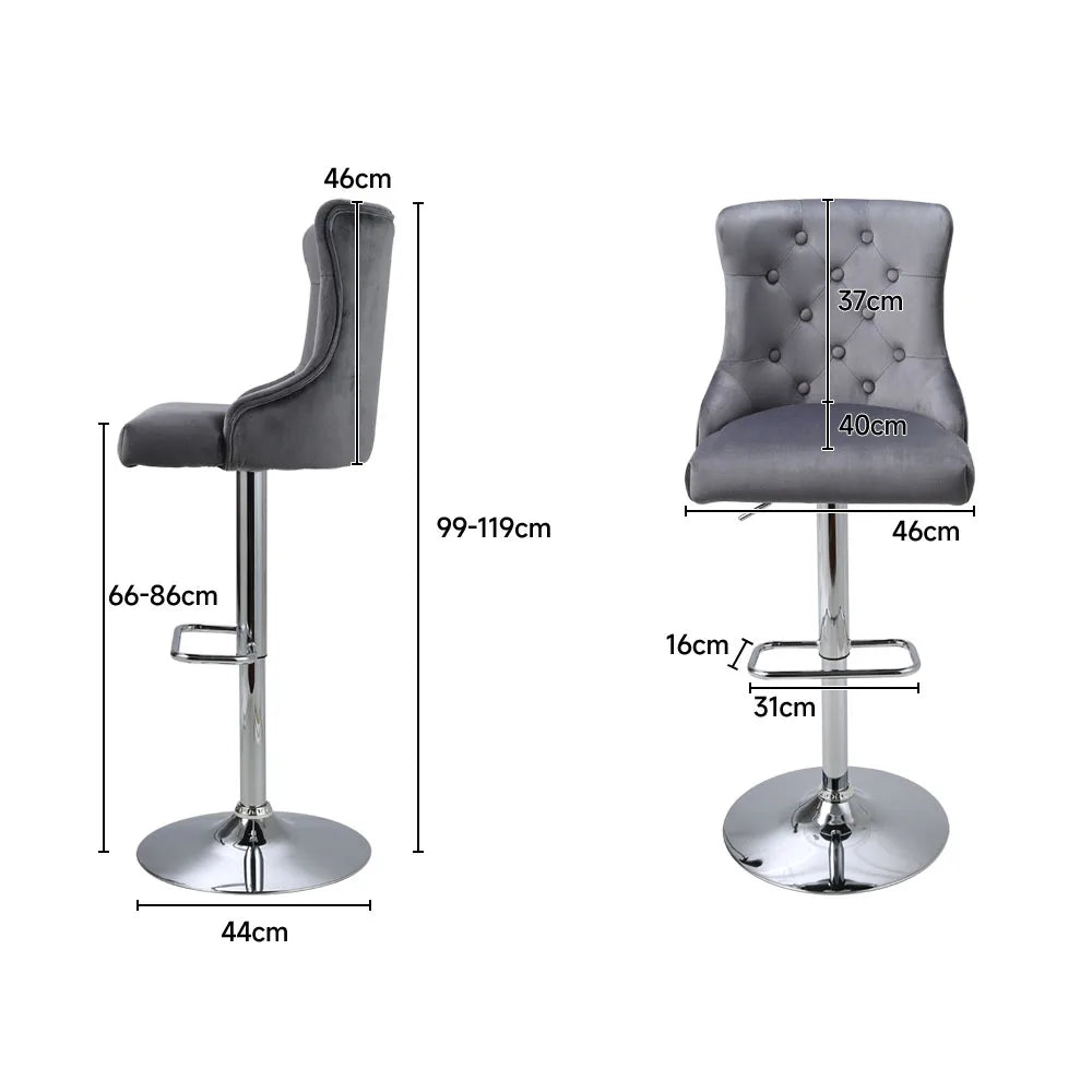 Upholstered Velvet Adjustable Bar Stool – Set of 2