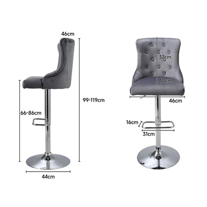 Upholstered Velvet Adjustable Bar Stool – Set of 2