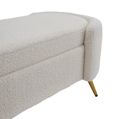 White Sherpa Upholstered Oval Bench