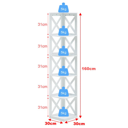 5-Tier Wooden Corner Standing Shelf