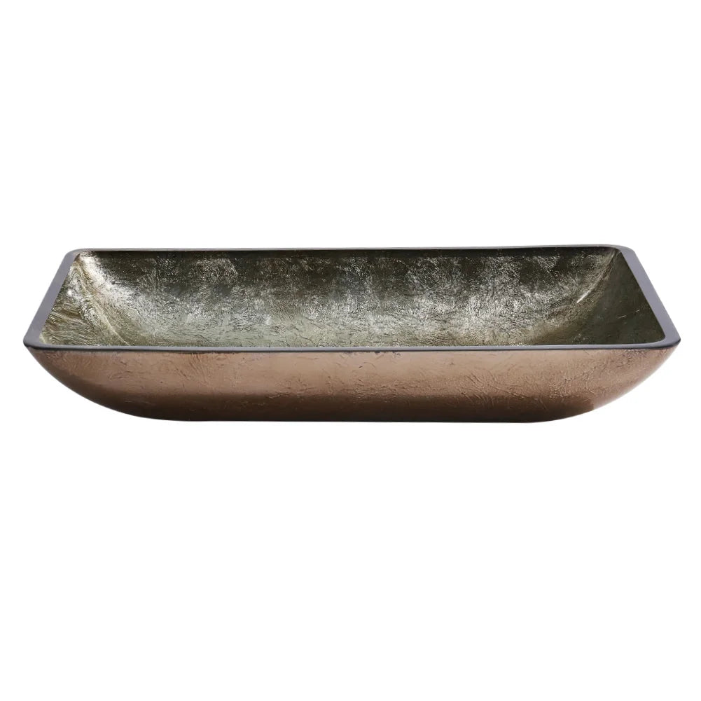 Tempered Glass Basin with Gold Finish