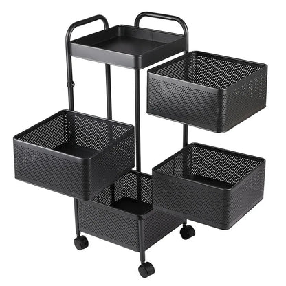 Tiered Carbon Steel Rotating Storage Rack with Wheels