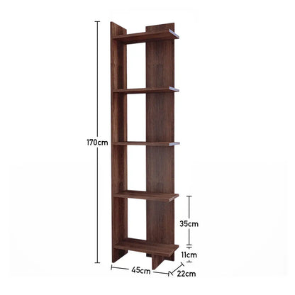 Tiered Walnut Corner Storage Bookshelf