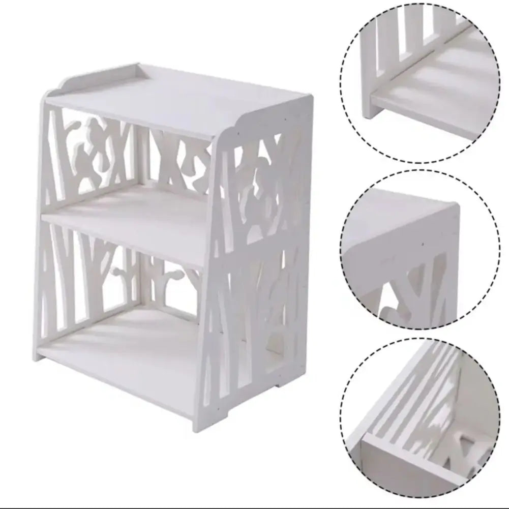 White Wood Nightstand with Storage Shelves
