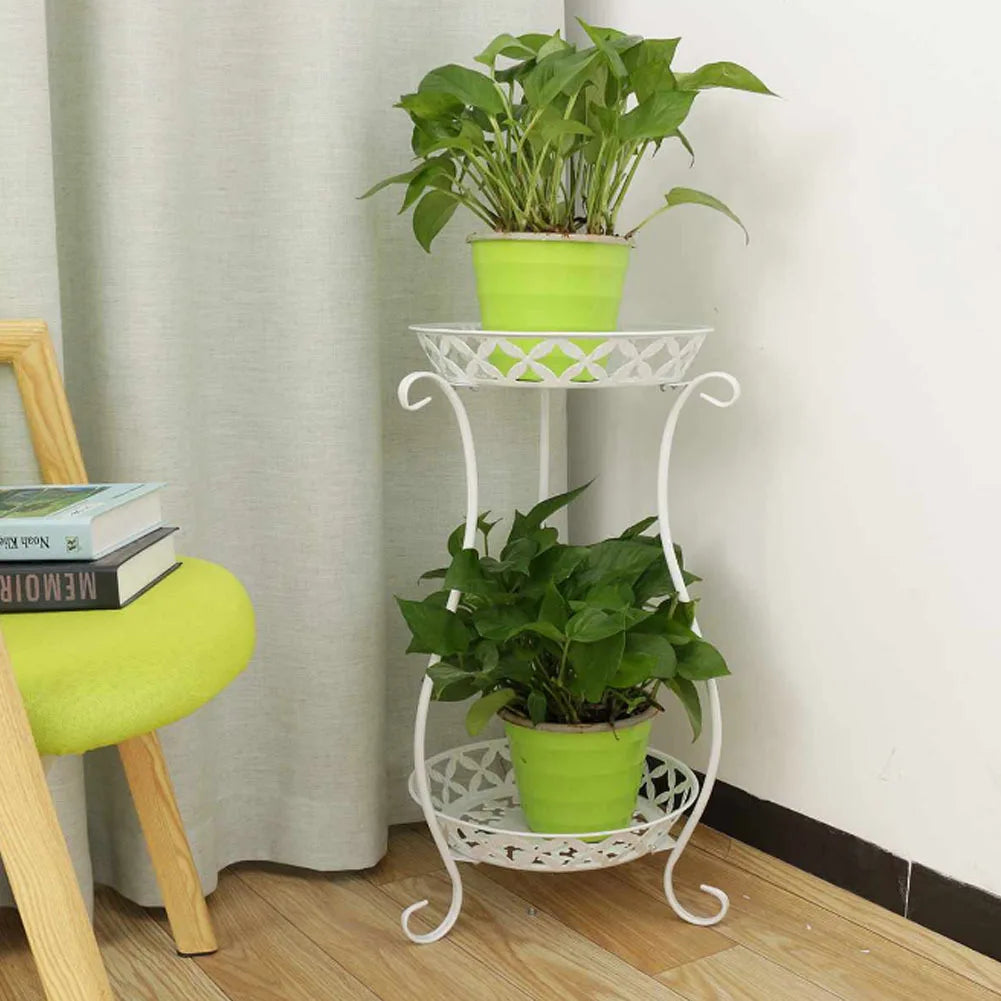 Double Tiered Metal Flower Pot Stand