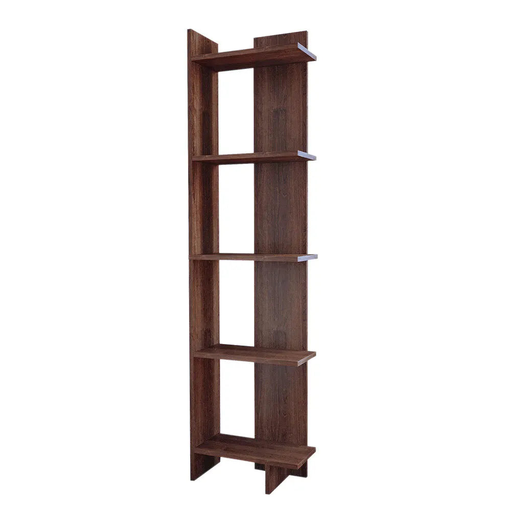 Tiered Walnut Corner Storage Bookshelf