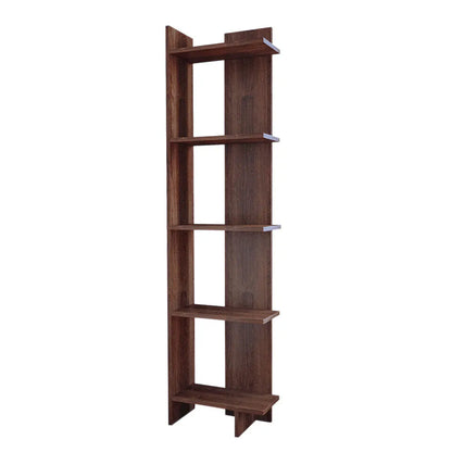 Tiered Walnut Corner Storage Bookshelf