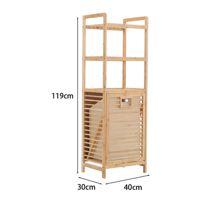 Bamboo Laundry Hamper Basket with Liner Bag