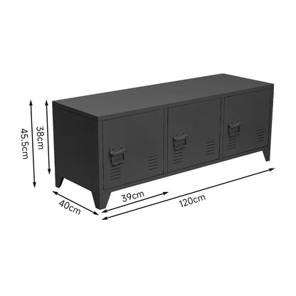 Black Industrial TV Stand with Storage Cabinet