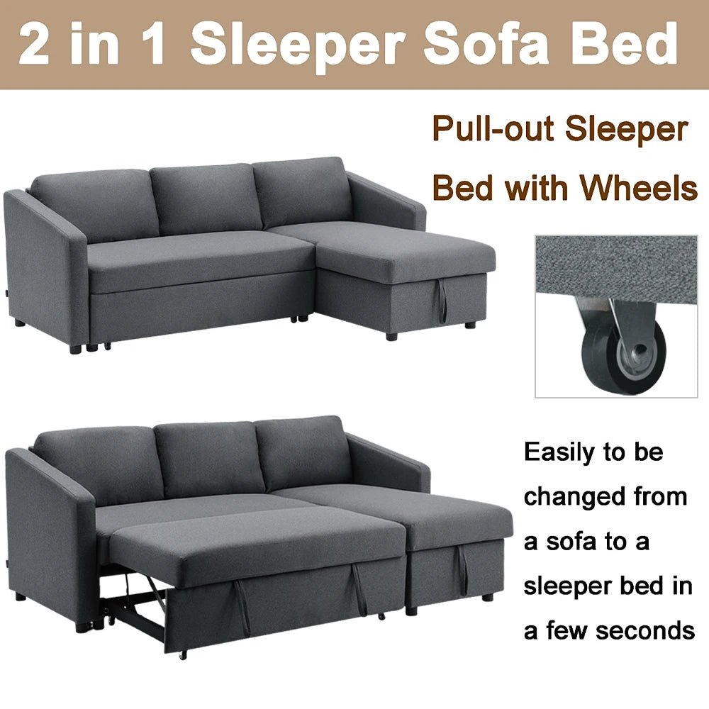 3 Seater Corner Sofa Bed with Storage