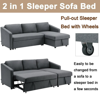 3 Seater Corner Sofa Bed with Storage
