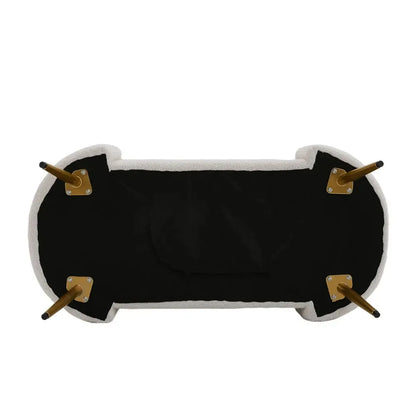 White Sherpa Upholstered Oval Bench
