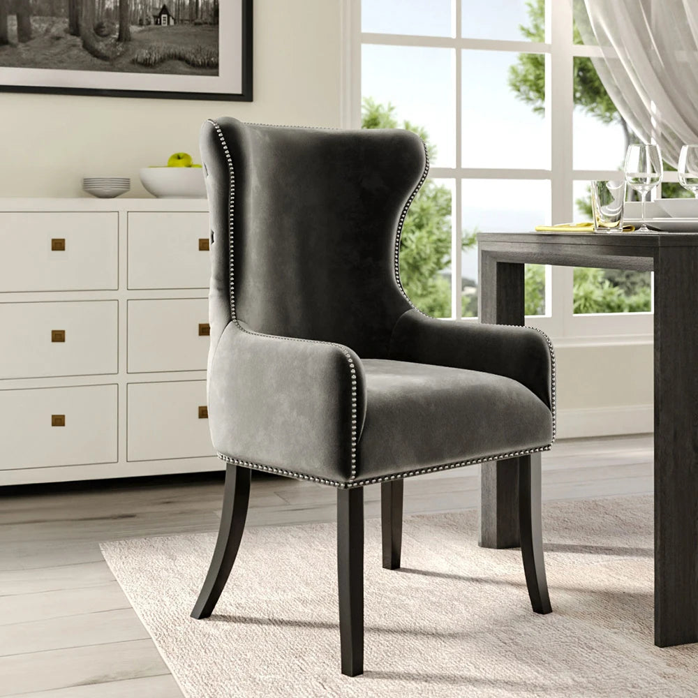 Upholstered Studded Velvet Dining Chair