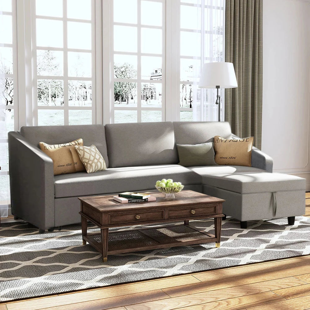 3 Seater Corner Sofa Bed with Storage