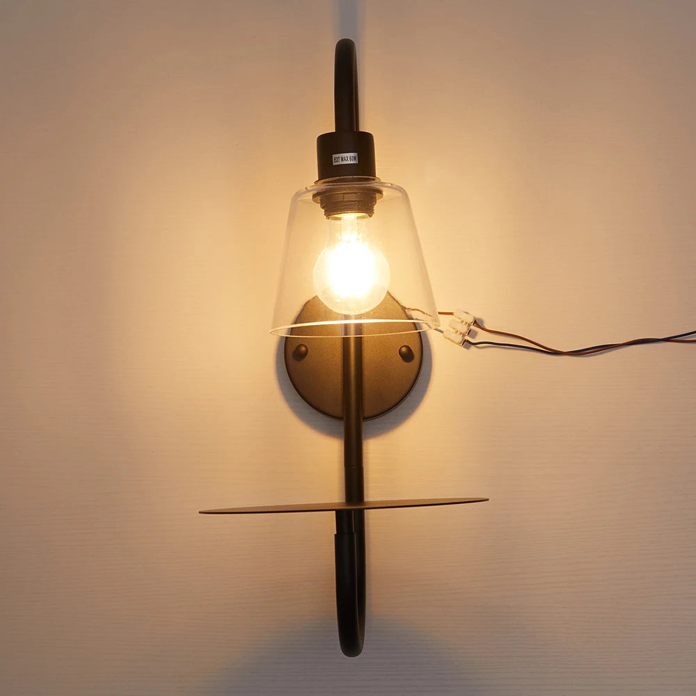 Transparent Glass Wall Light with Tray