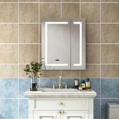 Frameless LED Mirror Cabinet with Clock