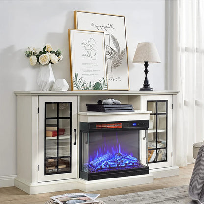 White Entertainment Unit with Electric Fireplace