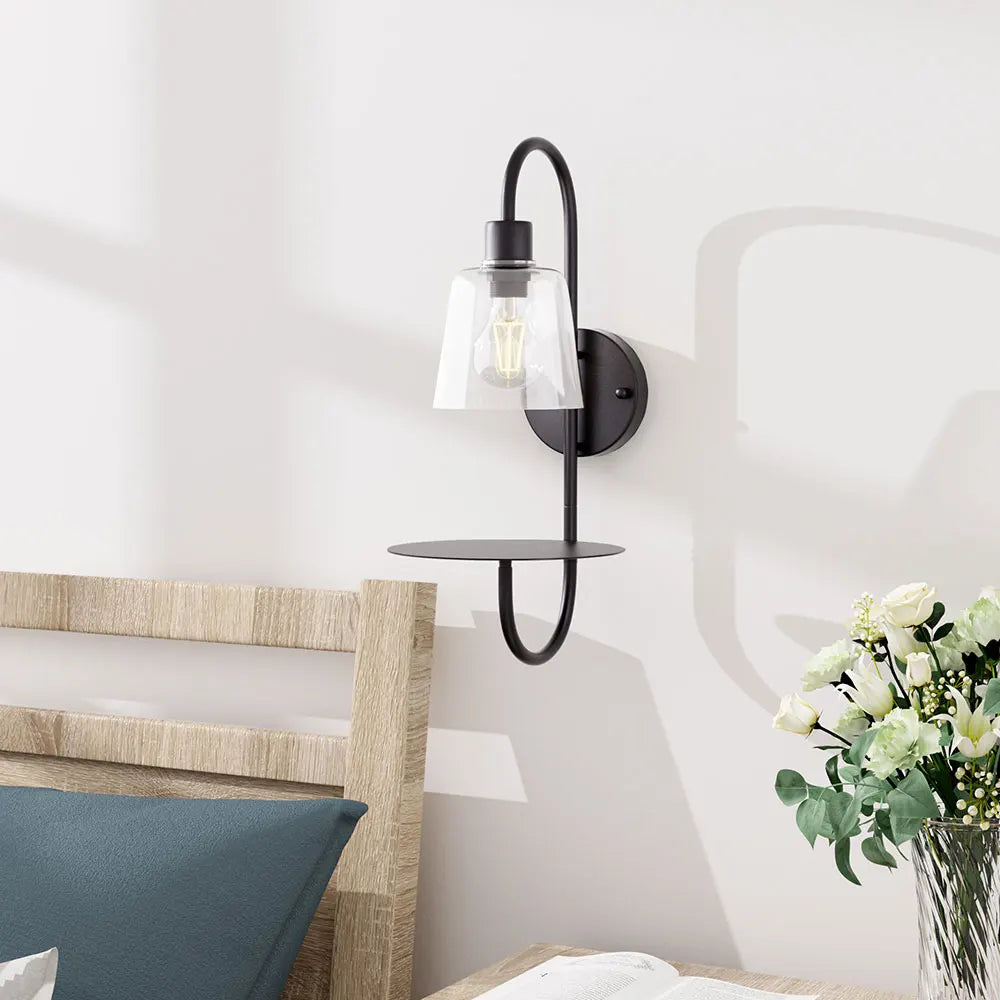 Transparent Glass Wall Light with Tray