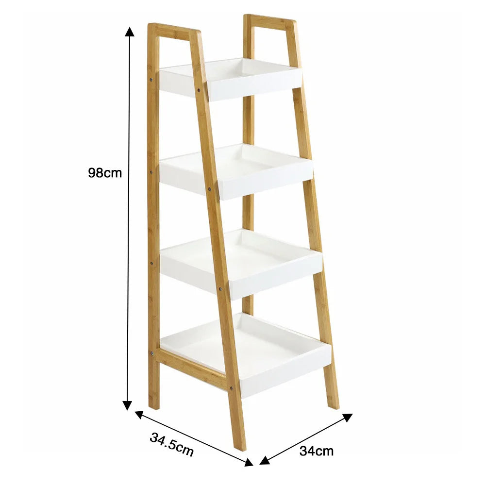 Tiered Bathroom Wooden Ladder Shelf